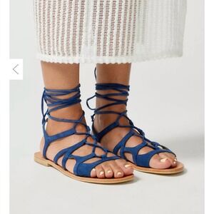 Urban NEW Outfitters Hazel Navy Blue Suede Gladiator Lace Up Sandals Womens 9